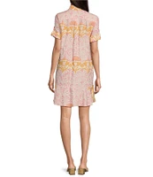 J.McLaughlin Wellesley Printed Collar Neck 3/4 Sleeve Dress