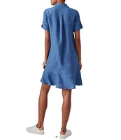 J.McLaughlin Wellesley Solid Denim Point Collar Dress