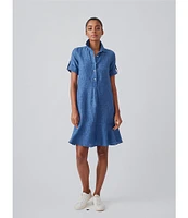 J.McLaughlin Wellesley Solid Denim Point Collar Dress