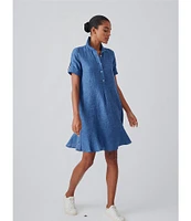 J.McLaughlin Wellesley Solid Denim Point Collar Dress