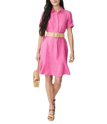 J.McLaughlin Wellesley Solid Denim Point Collar Dress