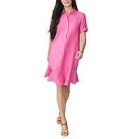 J.McLaughlin Wellesley Solid Denim Point Collar Dress