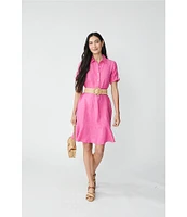 J.McLaughlin Wellesley Solid Denim Point Collar Dress
