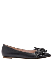 Jack Rogers Debra Ballet Leather Sequin Bow Pointed Toe Flats