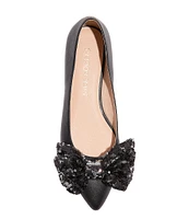 Jack Rogers Debra Ballet Leather Sequin Bow Pointed Toe Flats