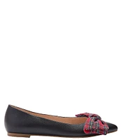 Jack Rogers Debra Ballet Leather Tartan Bow Pointed Toe Flats