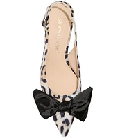 Jack Rogers Debra Leopard Print Bow Slingback Kitten Heel Pumps