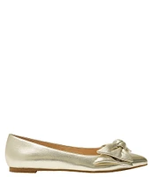 Jack Rogers Debra Metallic Leather Bow Pointed Toe Ballet Flats