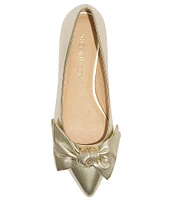 Jack Rogers Debra Metallic Leather Bow Pointed Toe Ballet Flats