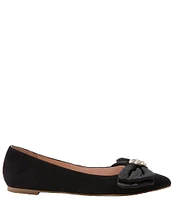 Jack Rogers Debra Ornament Bow Ballet Suede Pointed Toe Flats