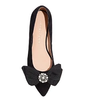 Jack Rogers Debra Ornament Bow Ballet Suede Pointed Toe Flats