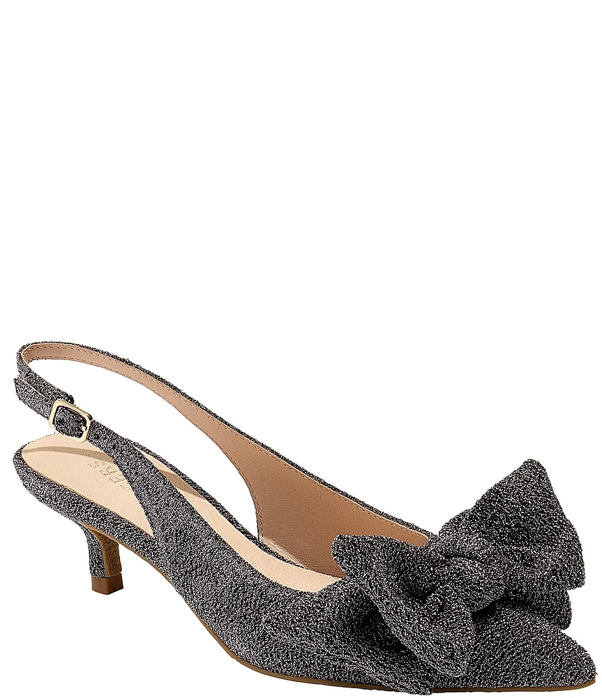 Jack Rogers Debra Sparkle Bow Slingback Kitten Heel Pumps