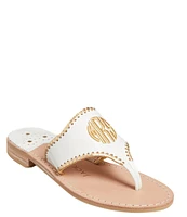 Jack Rogers Embroidered #double;Mrs#double; Leather Thong Sandals