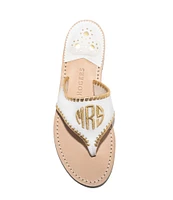 Jack Rogers Embroidered #double;Mrs#double; Leather Thong Sandals