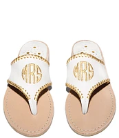 Jack Rogers Embroidered #double;Mrs#double; Leather Thong Sandals