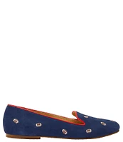 Jack Rogers Football Embroidered Suede Loafers