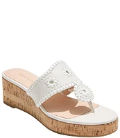 Jack Rogers Jacks Leather Platform Cork Wedge Sandals