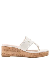 Jack Rogers Jacks Leather Platform Cork Wedge Sandals