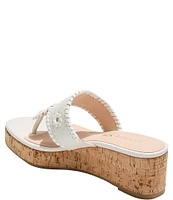 Jack Rogers Jacks Leather Platform Cork Wedge Sandals