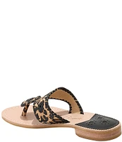 Jack Rogers Jacks Leopard Print Suede Flat Thong Sandals