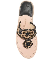 Jack Rogers Jacks Leopard Print Suede Flat Thong Sandals