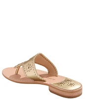 Jack Rogers Jacks Metallic Leather Flat Thong Sandals