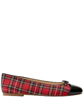 Jack Rogers Kenlyn Plaid Patent Cap Toe Ballet Bow Flats