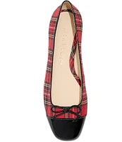 Jack Rogers Kenlyn Plaid Patent Cap Toe Ballet Bow Flats