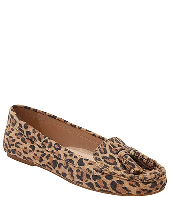 Jack Rogers Melnick Tassel Moc Leopard Print Suede Moccasins