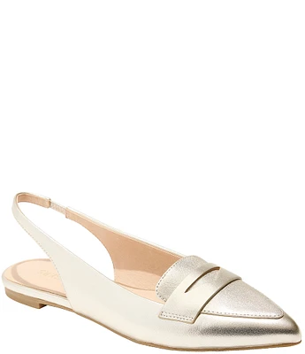 Jack Rogers Pennie Metallic Leather Slingback Flats