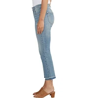 Jag Jeans Eloise Stretch Denim Mid Rise Embroidered Raw Hem Cropped Boot Cut Jeans