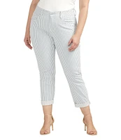 Jag Jeans Plus Size Carter Stretch Denim Stripe Mid Rise Slim Straight Crop Cuffed Girlfriend Jeans