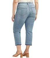 Jag Jeans Plus Size Eloise Stretch Denim Mid Rise Embroidered Raw Hem Cropped Boot Cut Jeans