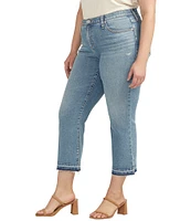 Jag Jeans Plus Size Eloise Stretch Denim Mid Rise Embroidered Raw Hem Cropped Boot Cut Jeans