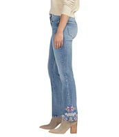 Jag Jeans Ruby Straight Leg Relaxed Fit Floral Hem Embroidered Jeans