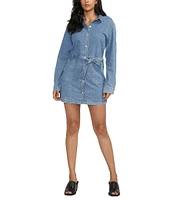 Jag Jeans Safari Denim Collared Neckline Long Sleeve Dress