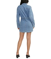 Jag Jeans Safari Denim Collared Neckline Long Sleeve Dress