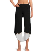 JALA Bhakti Ombre Knit Jersey Wide Leg Asymmetrical Hem Cropped Coordinating Pants