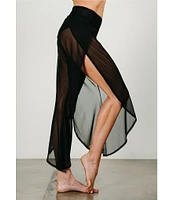 JALA Bhakti Ultra Soft Mesh Wide Leg Asymmetric Hem Coordinating Pants