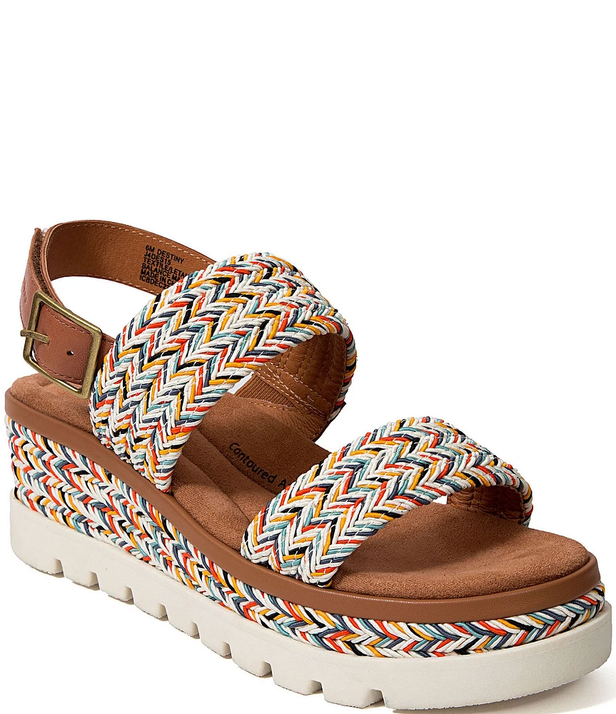 Jambu Destiny Braided Textile and Leather Platform Wedge Sandals