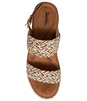 Jambu Destiny Braided Textile and Leather Platform Wedge Sandals