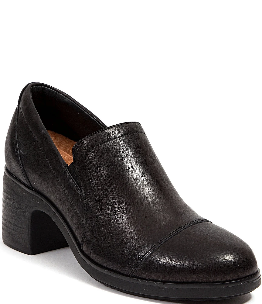 Jambu Vaughn Leather Block Heel Loafers