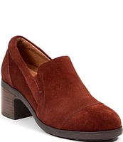 Jambu Vaughn Suede Block Heel Loafers