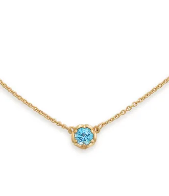 James Avery 14K Gold December Cherished Birthstone Blue Topaz Necklace