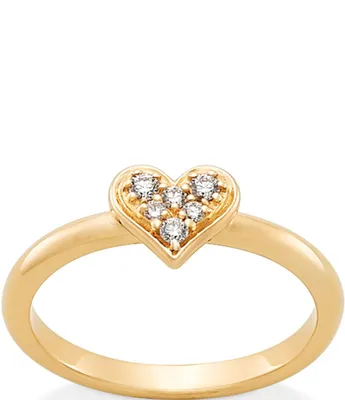 James Avery 14K Gold Delicate Pave Diamond Heart Band Ring