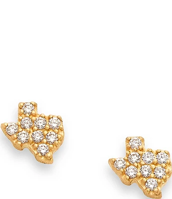 James Avery 14K Gold Delicate Pave Diamond Texas Stud Earrings