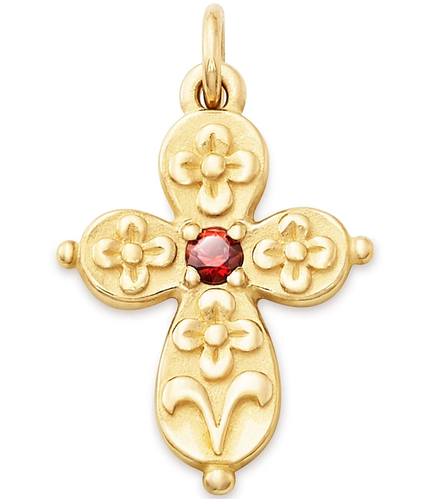 James Avery 14K Gold Garnet Floret Cross Charm