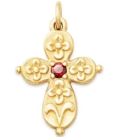 James Avery 14K Gold Garnet Floret Cross Charm