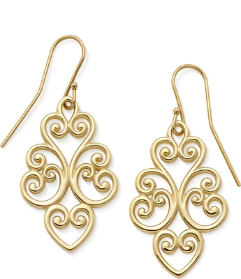 James Avery 14K Gold Jubilant Heart Drop Ear Hooks