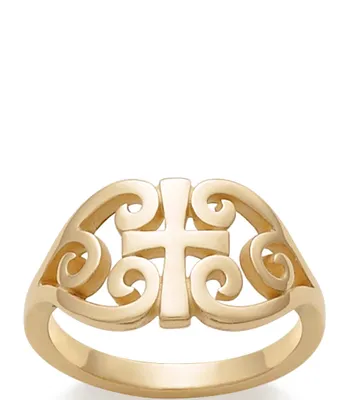 James Avery 14K Gold Scroll Cross Ring